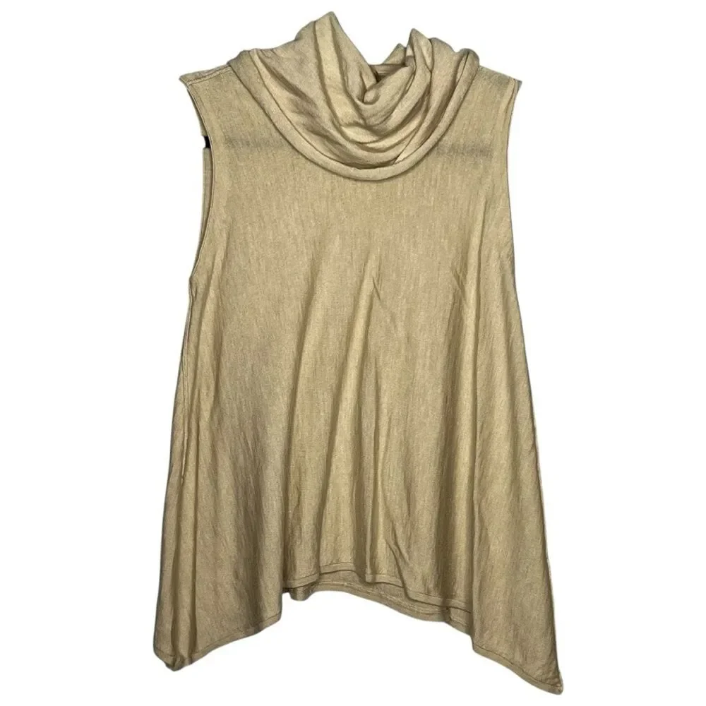 Alice + Olivia Sharry Tan Cashmere Blend Cowl Neck Tunic Sweater Quiet Luxury S